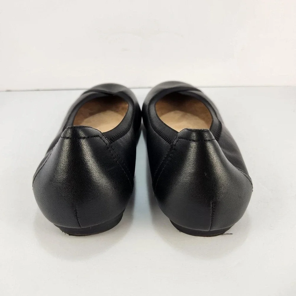 Vionic Caroll Ballet Flats Black Leather Comfort Shoes Women's Size 8